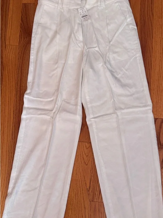 J. Crew White Linen Wide-Leg Tailored Trousers - Picture 6 of 7